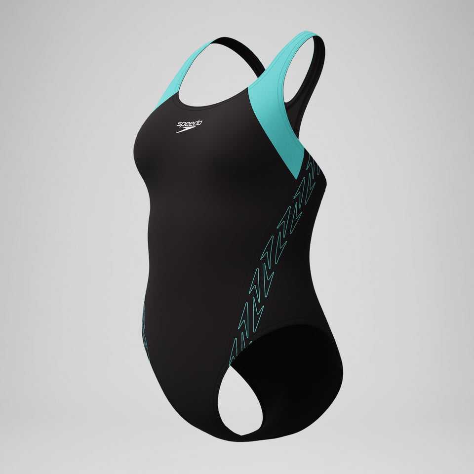 HyberBoom Splice Racerback Swimsuit Black/Turquoise | Speedo