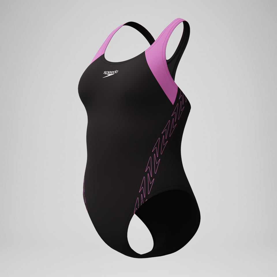 HyberBoom Splice Racerback Swimsuit Black/Pink | Speedo