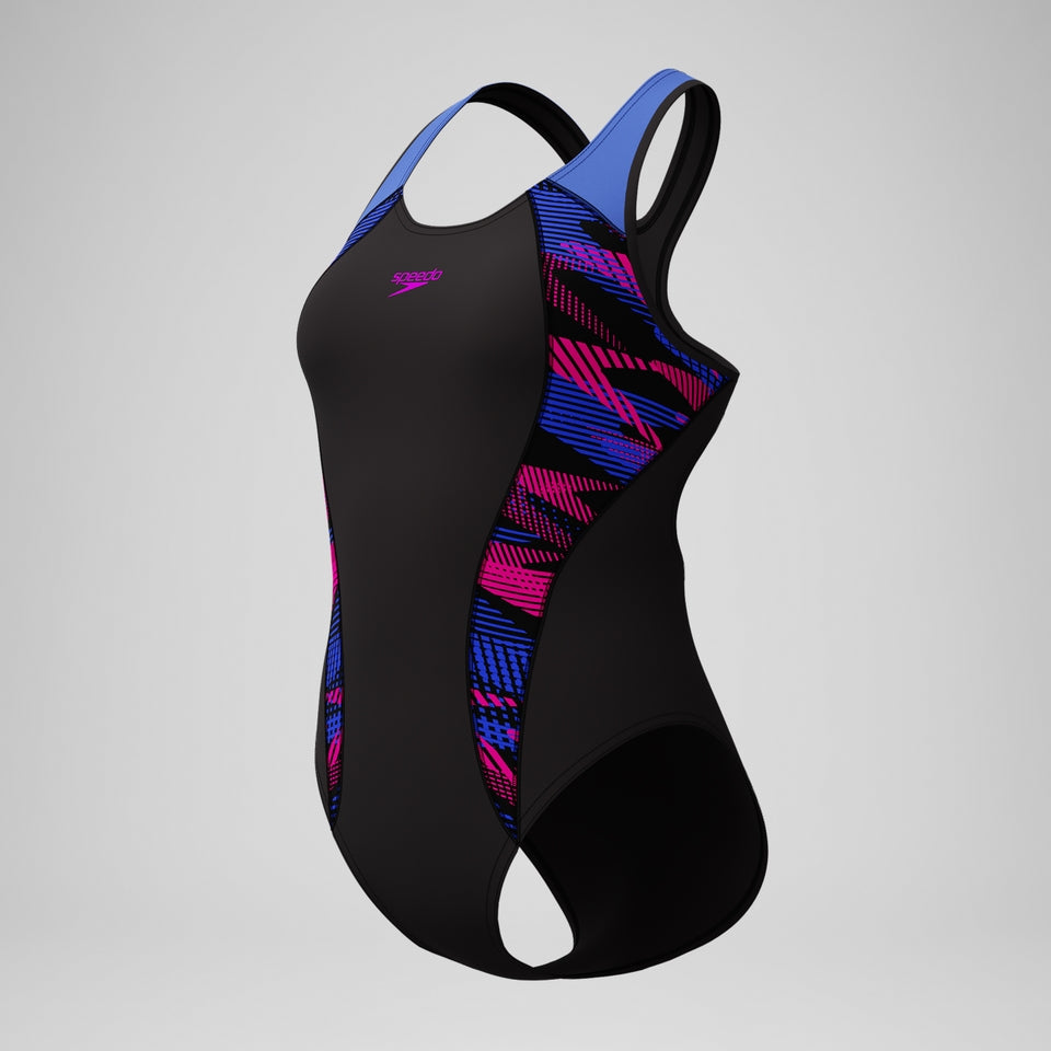 Placement Laneback Swimsuit Black/Blue | Speedo