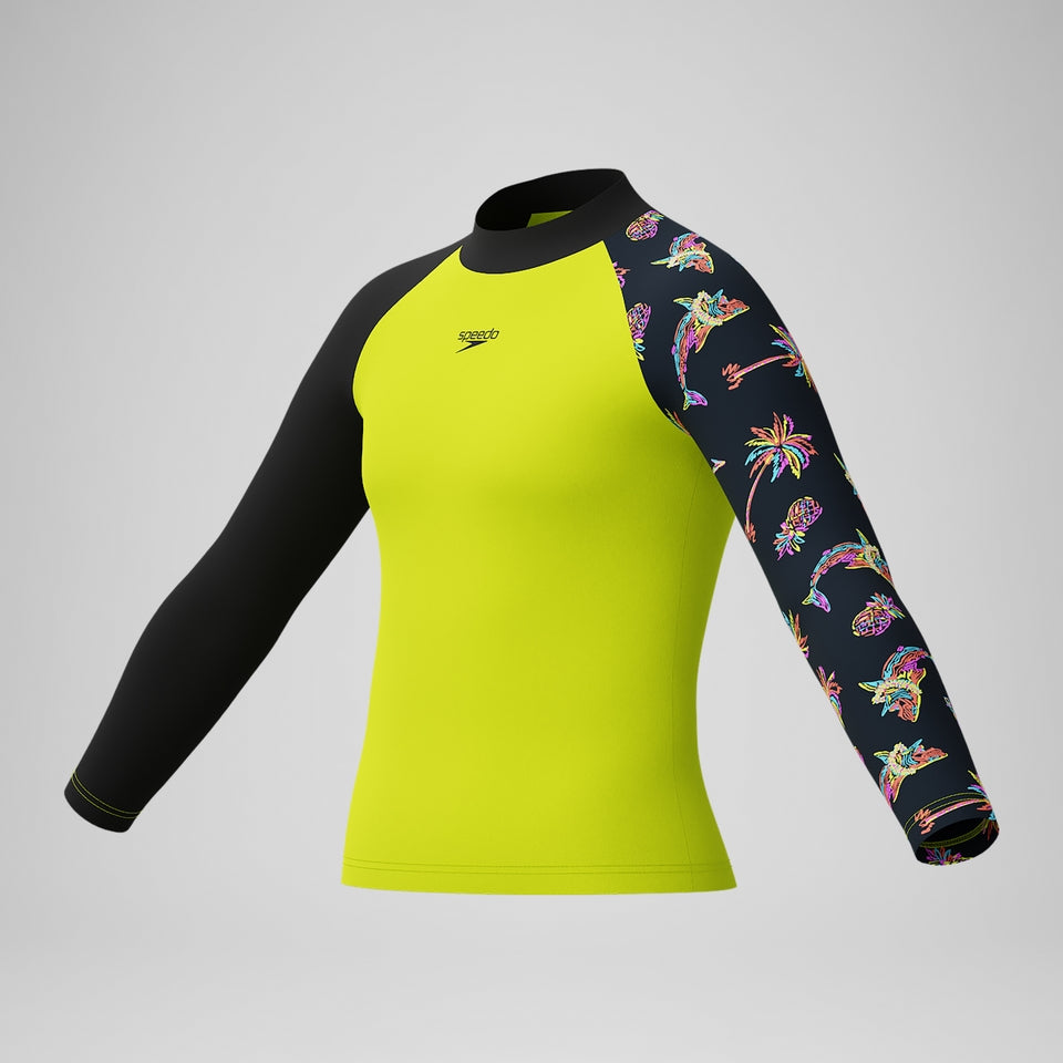 Boys' Printed Long Sleeve Rash Top Yellow | Speedo