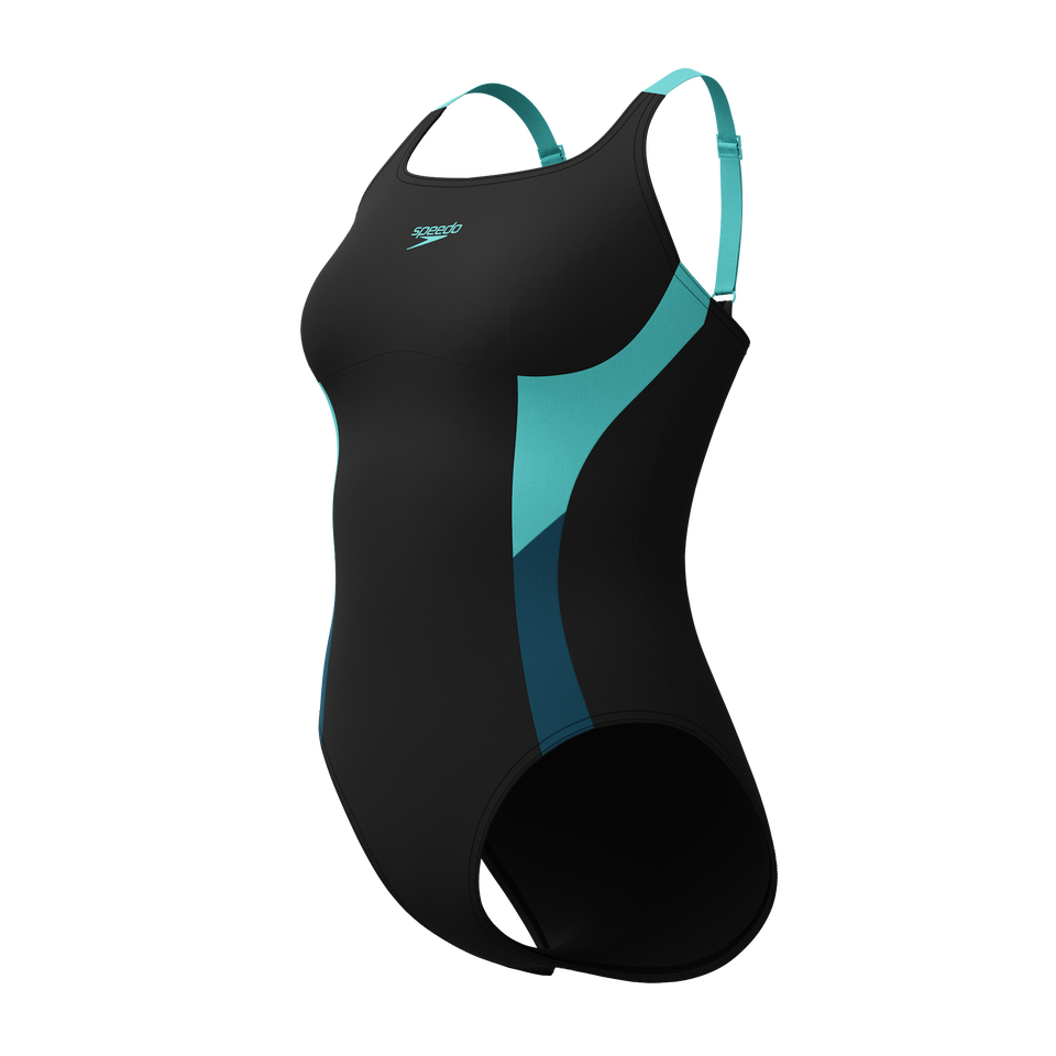 Shaping Solid Splice Swimsuit Black/Turquoise | Speedo