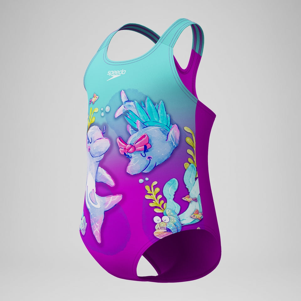 Girls' Digital Printed Swimsuit Purple/Turquoise | Speedo