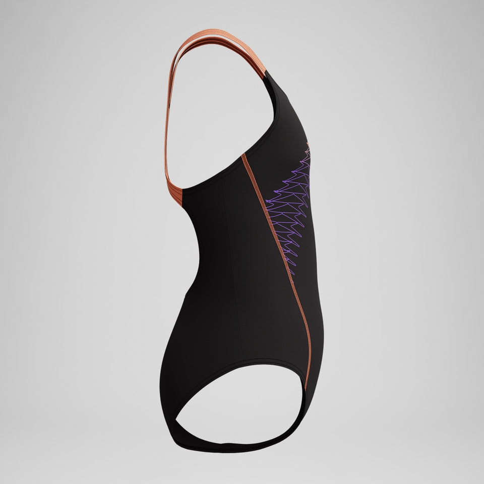 Girls Medley Logo Medalist Swimsuit Black/Peach | Speedo