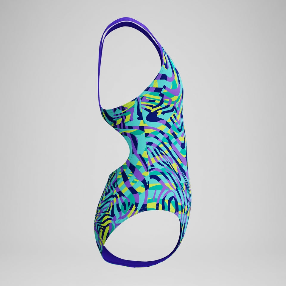 Girls Allover Splashback Swimsuit Green/Purple | Speedo