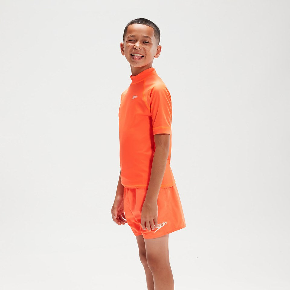 Boys' Printed Short Sleeve Rash Top Orange | Speedo