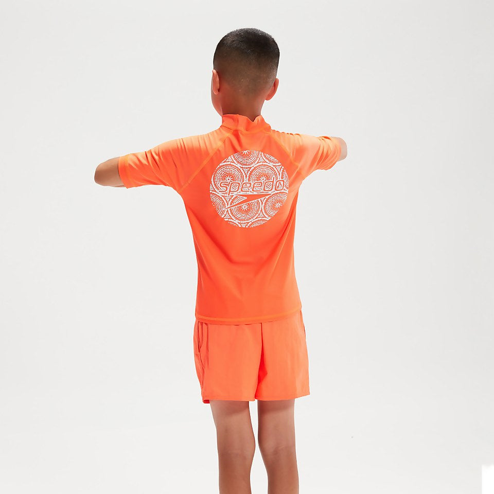 Boys' Printed Short Sleeve Rash Top Orange | Speedo