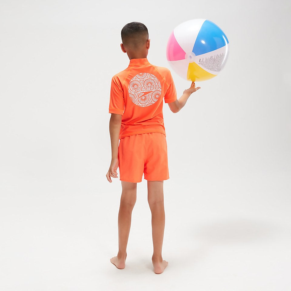 Boys' Printed Short Sleeve Rash Top Orange | Speedo