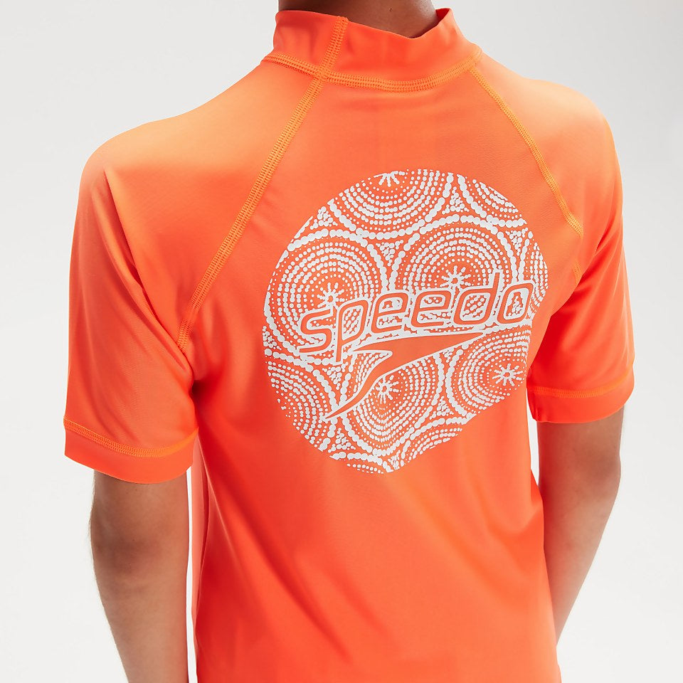 Boys' Printed Short Sleeve Rash Top Orange | Speedo