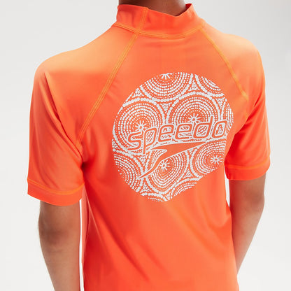 Boys' Printed Short Sleeve Rash Top Orange | Speedo
