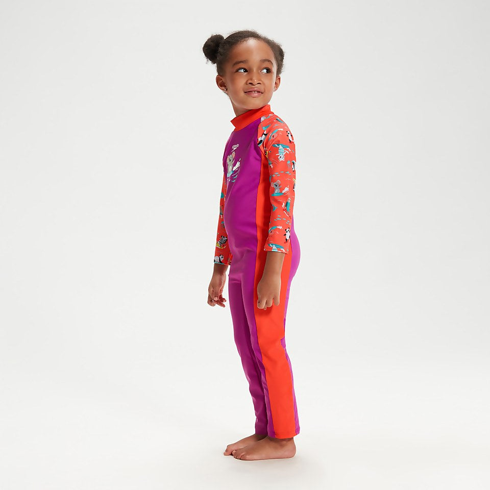 Infant Girls' Printed All-In-One Sun Suit Purple | Speedo