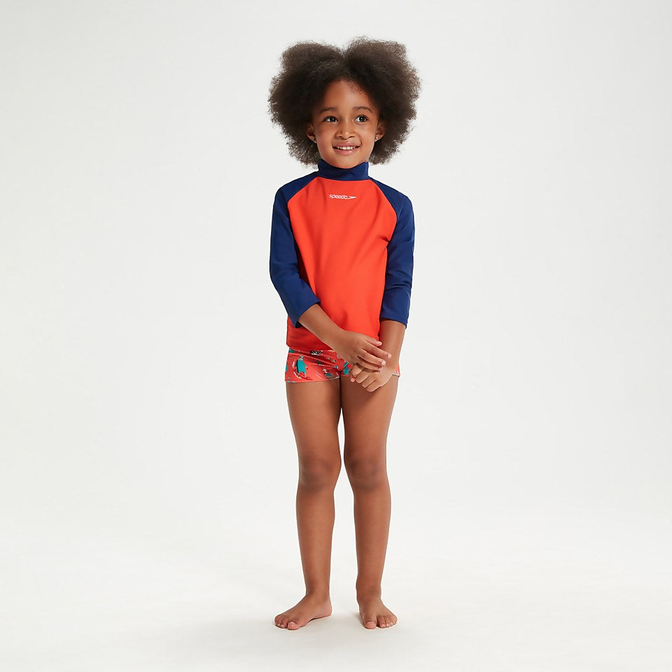 Infant Unisex Learn To Swim Essential Rash Top Blue/Coral | Speedo