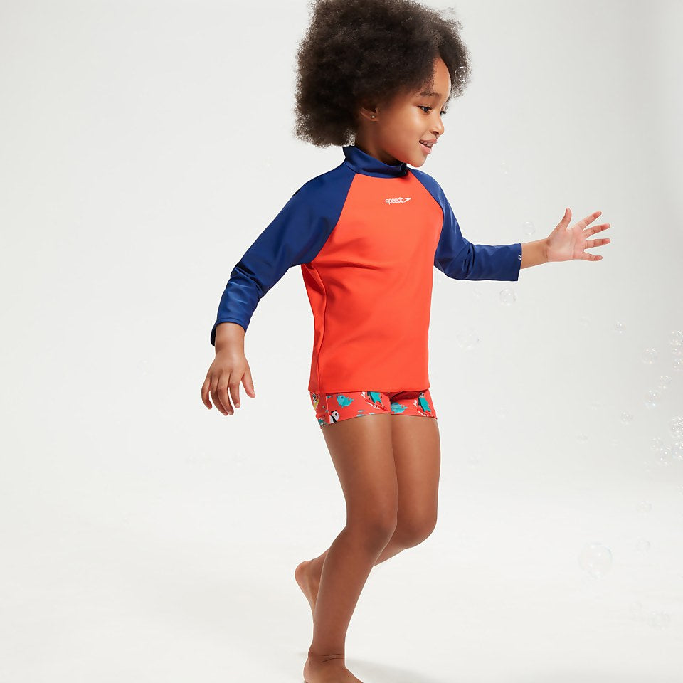 Infant Unisex Learn To Swim Essential Rash Top Blue/Coral | Speedo