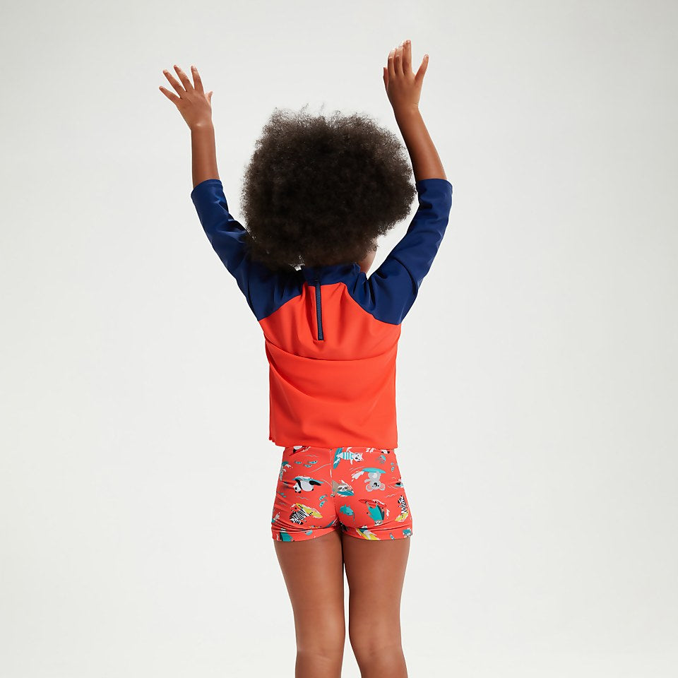Infant Unisex Learn To Swim Essential Rash Top Blue/Coral | Speedo