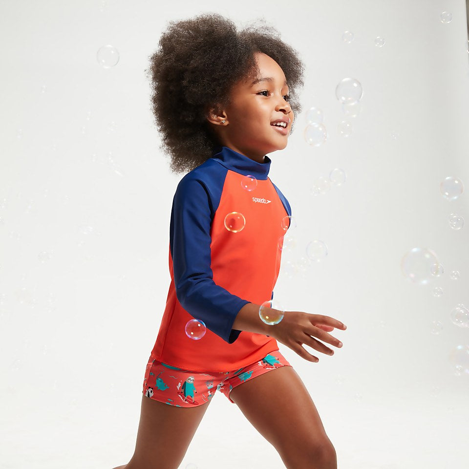 Infant Unisex Learn To Swim Essential Rash Top Blue/Coral | Speedo
