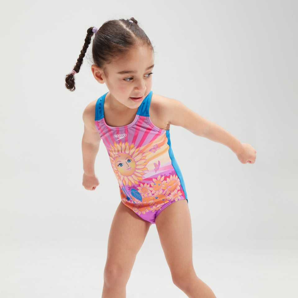 Girls' Digital Printed Swimsuit Purple/Orange | Speedo