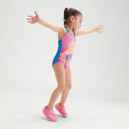 Girls' Digital Printed Swimsuit Purple/Orange | Speedo