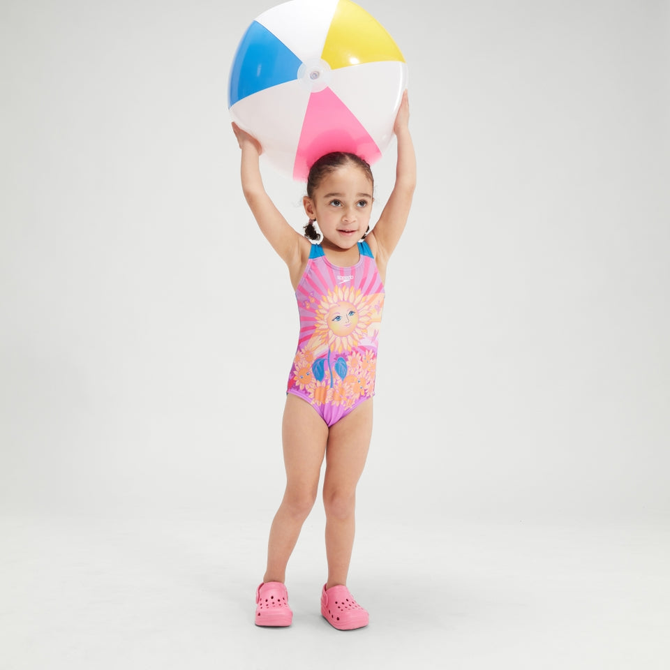 Girls' Digital Printed Swimsuit Purple/Orange | Speedo