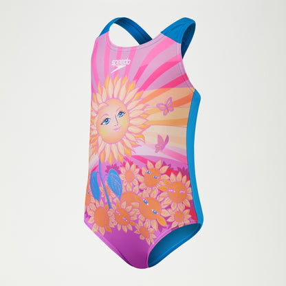 Girls' Digital Printed Swimsuit Purple/Orange | Speedo