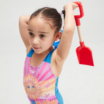 Girls' Digital Printed Swimsuit Purple/Orange | Speedo