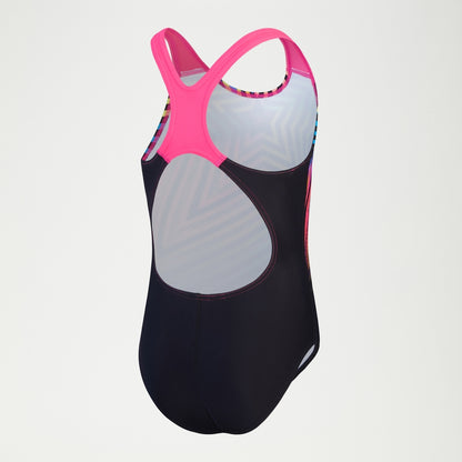 Girls Digital Placement Splashback Swimsuit Black/Yellow | Speedo