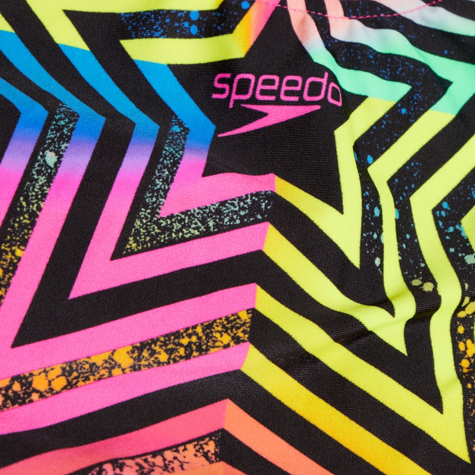 Girls Digital Placement Splashback Swimsuit Black/Yellow | Speedo