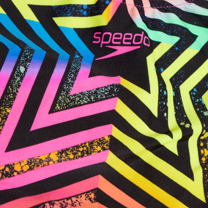 Girls Digital Placement Splashback Swimsuit Black/Yellow | Speedo