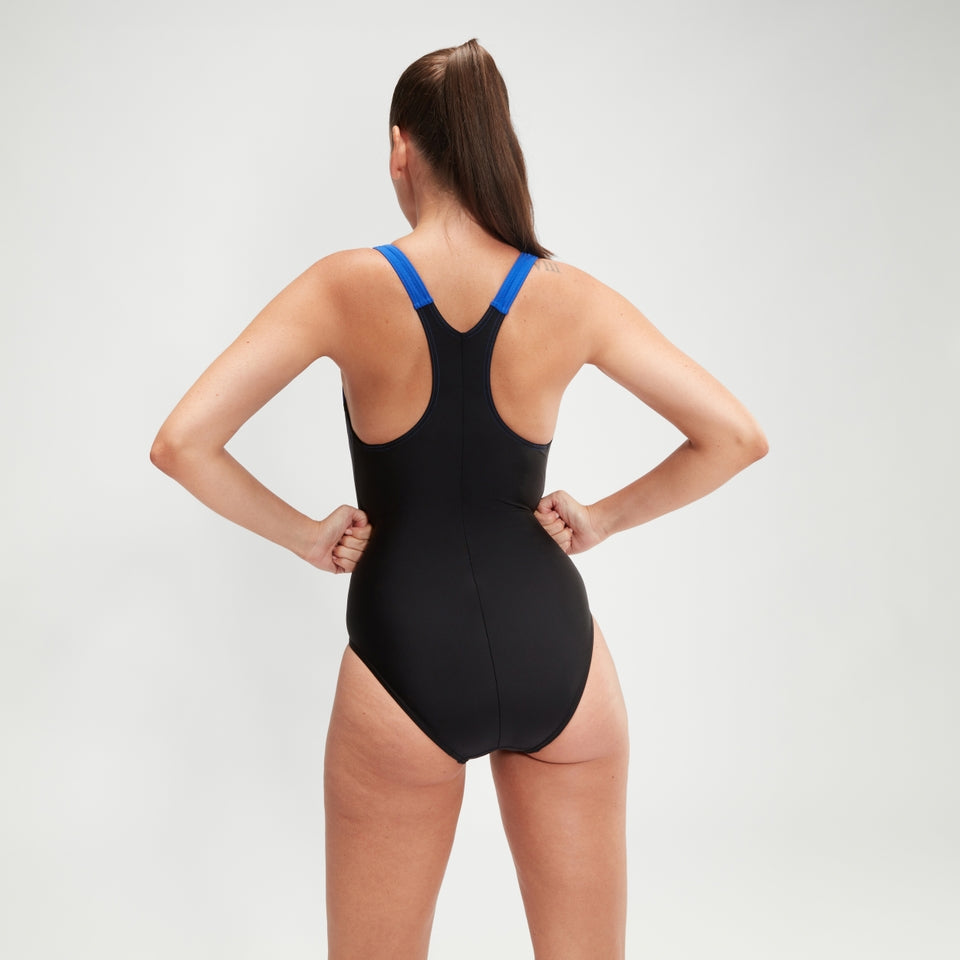 Hyperboom Racerback Swimsuit Black/Blue | Speedo