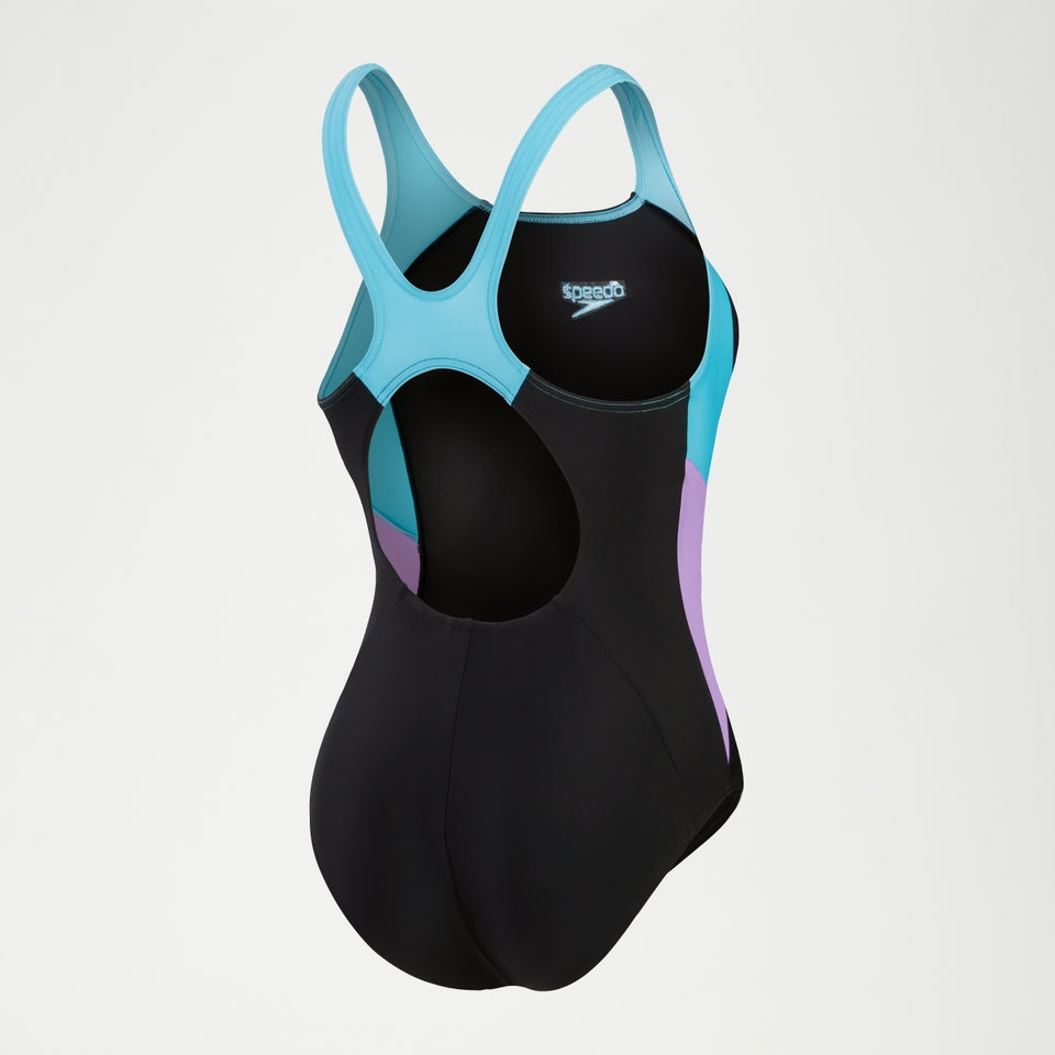 Colourblock Splice Swimsuit Muscleback Black/Purple | Speedo