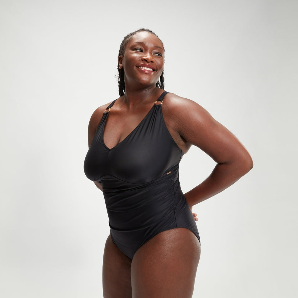 Plus Size Shaping V Neck Swimsuit Black | Speedo