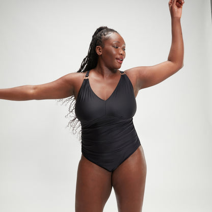 Plus Size Shaping V Neck Swimsuit Black | Speedo