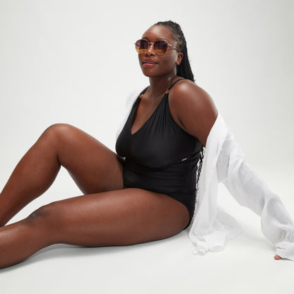 Plus Size Shaping V Neck Swimsuit Black | Speedo
