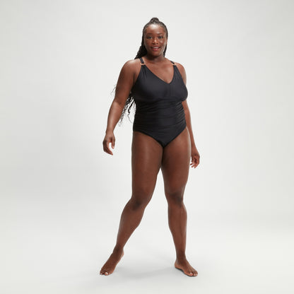 Plus Size Shaping V Neck Swimsuit Black | Speedo