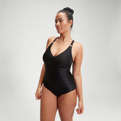 Shaping V Neck Swimsuit Black | Speedo