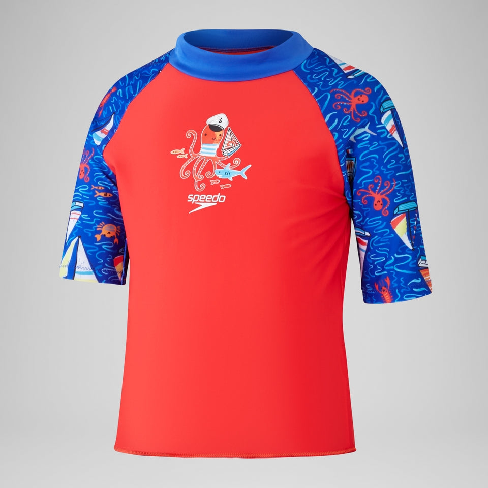 Boys Digital Short Sleeve Rash Top Set Red/Blue | Speedo