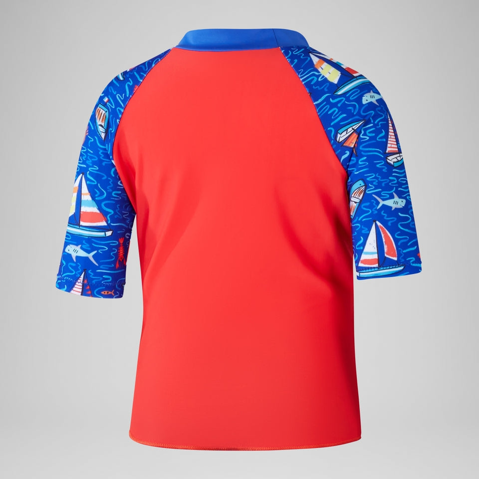 Boys Digital Short Sleeve Rash Top Set Red/Blue | Speedo
