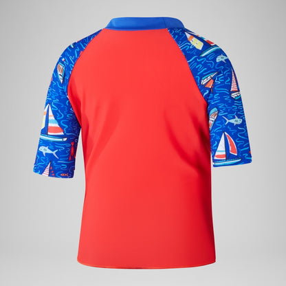 Boys Digital Short Sleeve Rash Top Set Red/Blue | Speedo