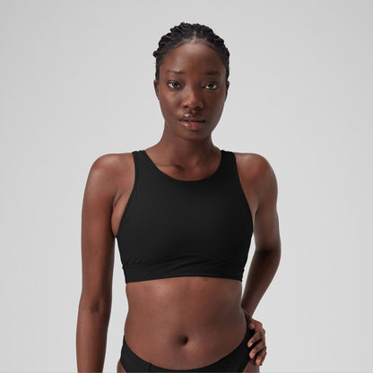 Solid Highneck Crop Top Dark Grey | Speedo