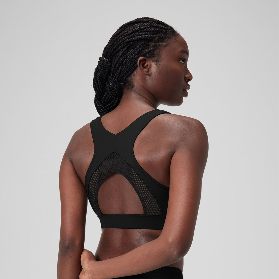 Solid Highneck Crop Top Dark Grey | Speedo