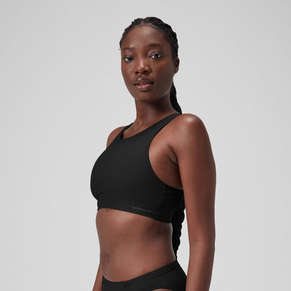 Solid Highneck Crop Top Dark Grey | Speedo