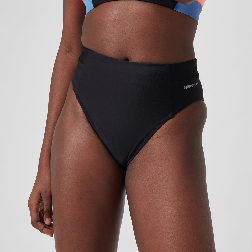 Solid High Waisted Bikini Bottom Dark Grey | Speedo