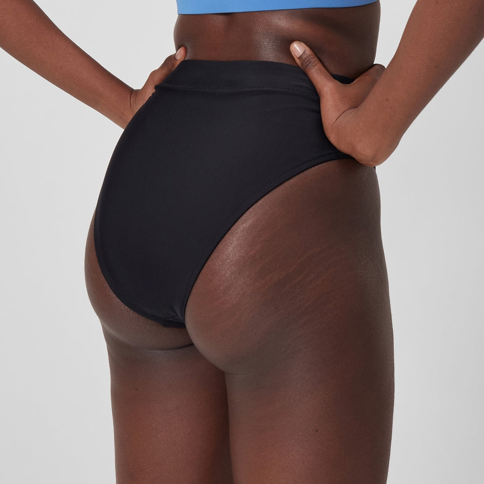 Solid High Waisted Bikini Bottom Dark Grey | Speedo