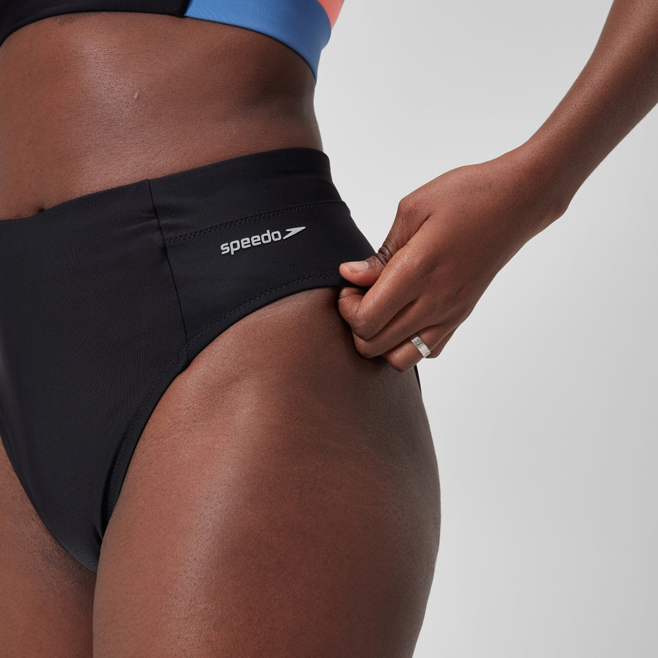 Solid High Waisted Bikini Bottom Dark Grey | Speedo