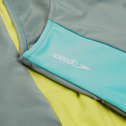 Long Sleeve Zip Colourblock Swimsuit Green | Speedo
