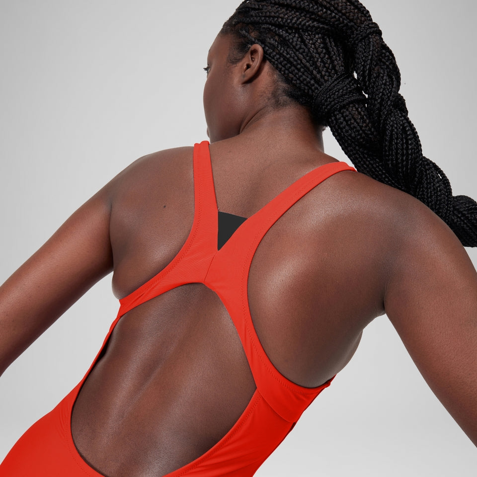 Solid Highneck Swimsuit Red | Speedo