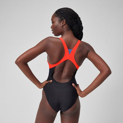 Colourblock Zip Swimsuit Black/Red | Speedo