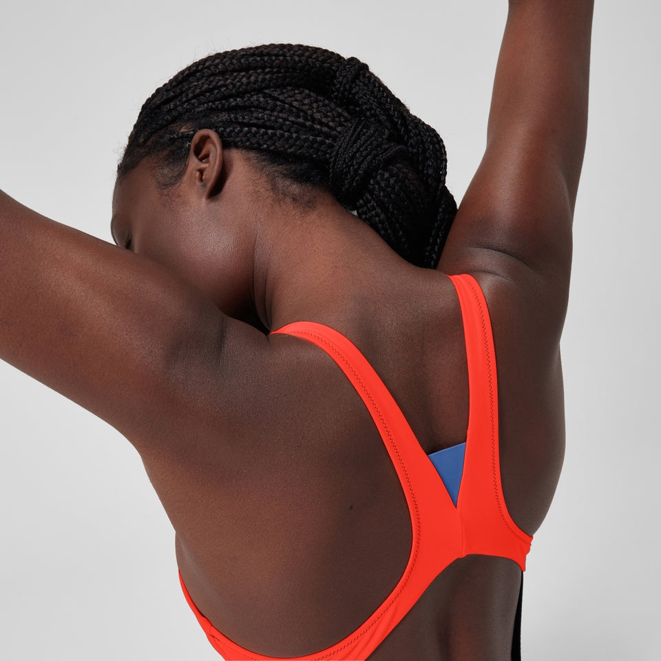 Colourblock Zip Swimsuit Black/Red | Speedo
