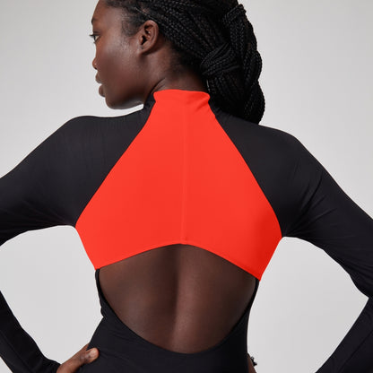 Colourblock Long Sleeve Zip Swimsuit Black/Red | Speedo