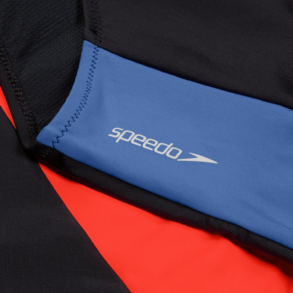 Colourblock Long Sleeve Zip Swimsuit Black/Red | Speedo