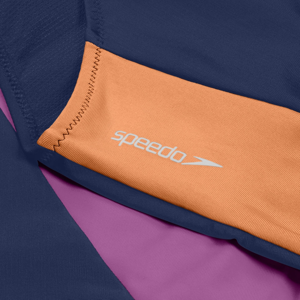 Colourblock Long Sleeve Zip Swimsuit Blue | Speedo