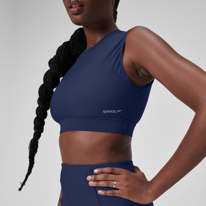 Solid Bikini Top with Mesh Blue | Speedo